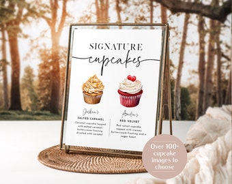 Signature Cupcakes Sign, Editable Wedding Cupcake Sign, Wedding Dessert Sign, Signature Wedding Sign, Edit with TEMPLETT, WLP-PAL 7345