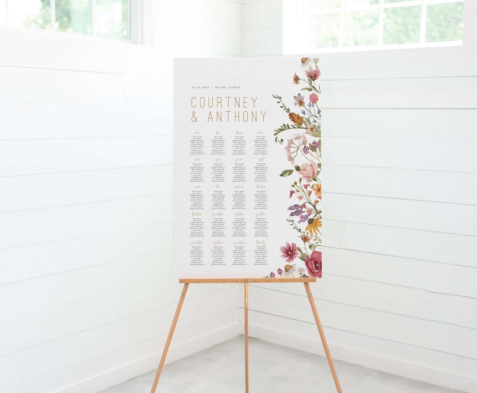 Wildflower Seating Chart Greenery Printable Seating Chart Etsy