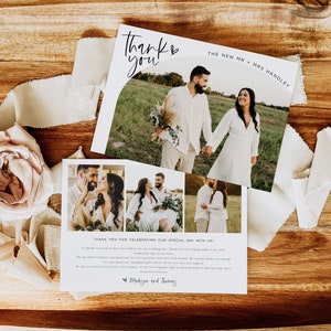 Photo Thank You Card, Minimalist Wedding Thank You Card, Calligraphy Thank you Card, Editable Template, with TEMPLETT, WLP-SIL 7316
