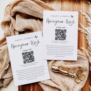Modern Honeymoon Wish Card, Venmo Honeymoon Insert Card, Editable Enclosure Card, 5c3.5", TEMPLETT, Instant Download, WLP-SIL 5665