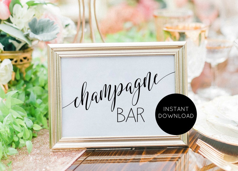 Champagne Bar Sign Wedding Bar Sign Template Bar Sign Etsy