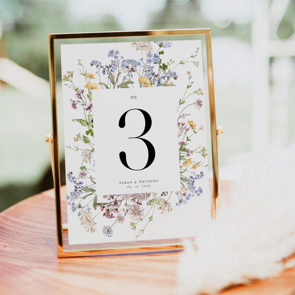 Wildflower Wedding Table Numbers, Floral Table Numbers, Templett Table Numbers, Reception Table Numbers, 5x7, 4x6, WLP-BEL 7175