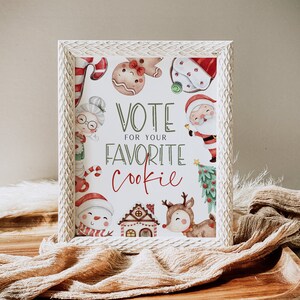 Vote for your Favorite Cookie Sign, Printable Cookie Vote Sign, Christmas Party Sign, Editable Wording, Edit with TEMPLETT, WLP-RCO 6721