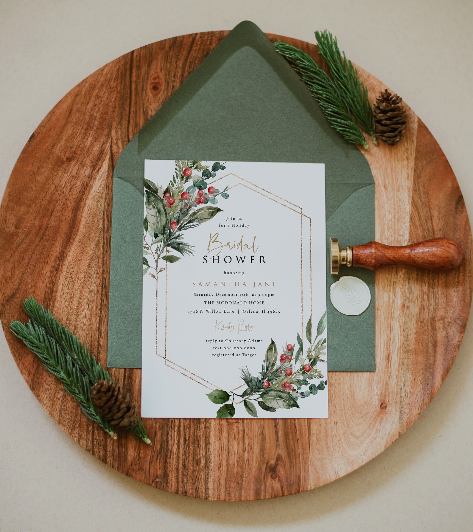 Christmas Bridal Shower Invitation Bridal Shower Invitation Etsy