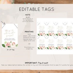 Greenery Thank You Tag Template, Bridal Shower Favor Tag Printable, Greenery Favor Tag Template, Edit with TEMPLETT, WLP-MOD 674 image 4