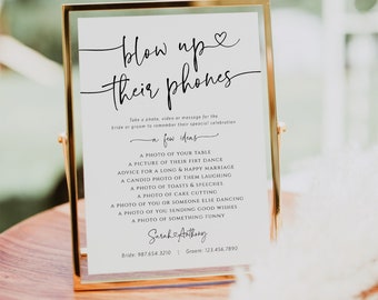 Blow Up Their Phones Sign, Minimalist Wedding Sign, Wedding Phone Hunt Game, I Spy Wedding Sign, Edit with  TEMPLETT, WLP-PAL 5973