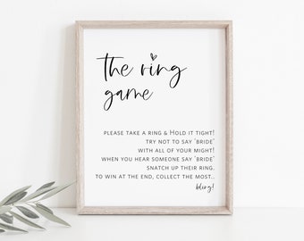 Minimalist The Ring Game, Bridal Shower Game Sign, Bridal Shower Sign, Bridal Ring Game, Ring Game Sign, Edit with TEMPLETT, WLP-SIL 3609