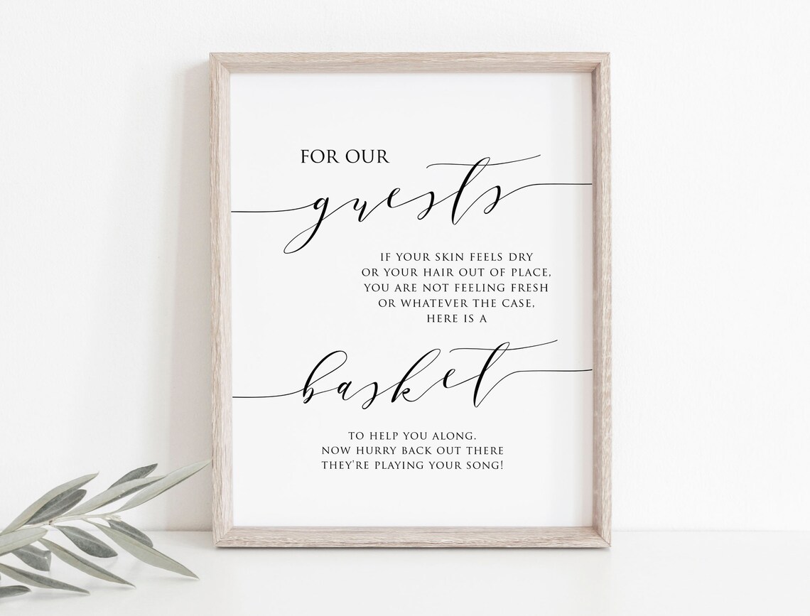 Wedding Bathroom Basket Sign Printable Wedding Restroom Sign | Etsy