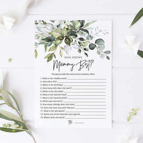 Who Knows Mommy Best Printable Baby Shower Game Would Mom Etsy