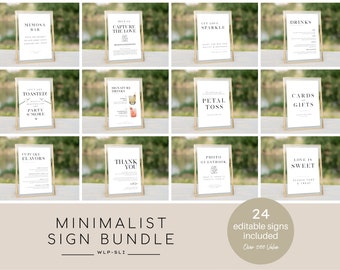 Minimalist Wedding Sign Bundle, Editable Wedding  Sign Templates, Modern Wedding Signage Bundle, Instant Download, TEMPLETT, WLP-SLI 5230