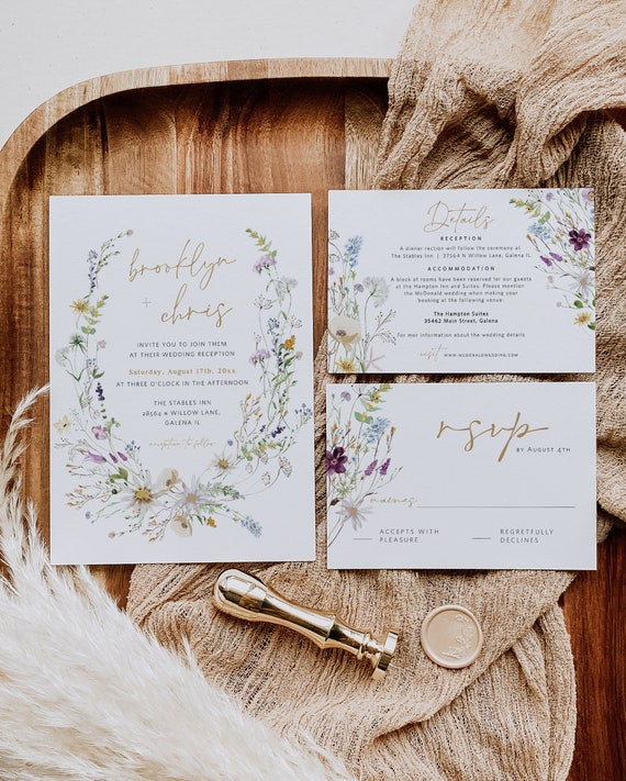 Spring Wildflowers Wedding Invitations by Mere Paper