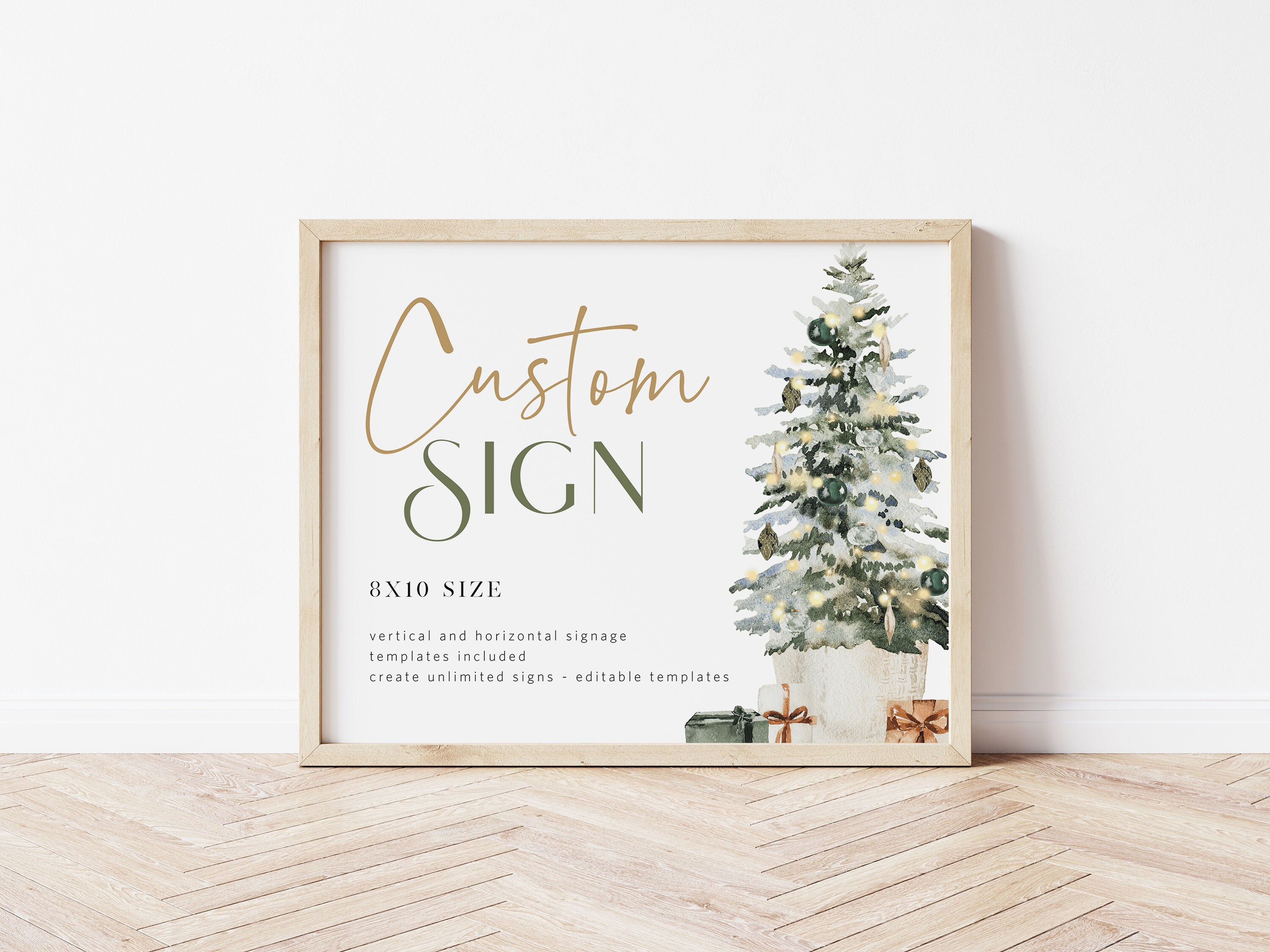 Custom Sign, (portrait and Landscape), Christmas Editable Sign Template ...