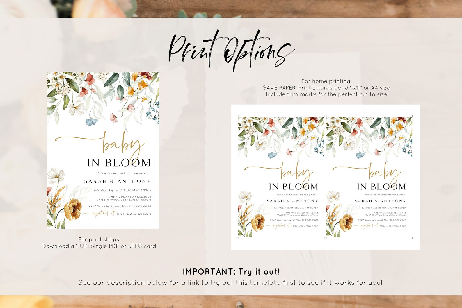 Wildflower Baby Shower Invitation Floral Baby in Bloom Etsy