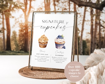 Signature Cupcakes Sign, Editable Wedding Cupcake Sign, Wedding Dessert Sign, Signature Wedding Sign, Edit with TEMPLETT, WLP-LIN 7344