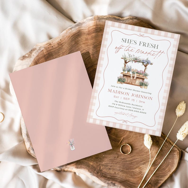 She's Fresh Off the Market Bridal Shower Invitation, Flower Stand Bridal Invitation, Bridal Shower Invitation, Edit w TEMPLETT
