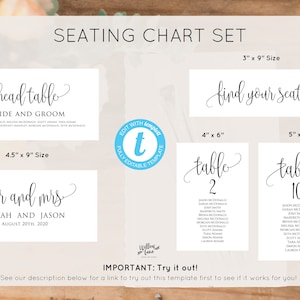 Wedding Seating Chart Template, Seating Chart Printable, Wedding Seating Cards, Edit with TEMPLETT, WLP-ELE 998 image 4