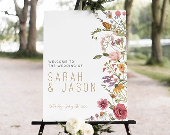 Wildflower Wedding Welcome Sign, Templett Welcome Poster, Printable Floral Wedding Welcome, Spring Welcome sign, TEMPLETT, WLP-WIL 4692