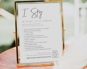 I Spy Wedding Game, Minimalist, Reception Game, Wedding Photo Hunt Game, Wedding Shower Fun Games, Edit with TEMPLETT, WLP-PEN 5697