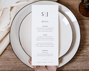 Modern Wedding Menu Printable, Wedding Menu, Minimalist Menu, Editable Menu Card, Let's Eat Menu, Edit with TEMPLETT, WLP-SLI 5929