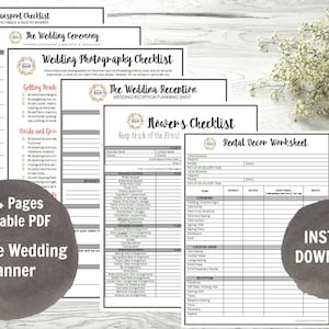 Wedding Planner, Printable Wedding Planner, Wedding Binder, DIY planning organizer, 8.5x11 Instant Download PDF image 4