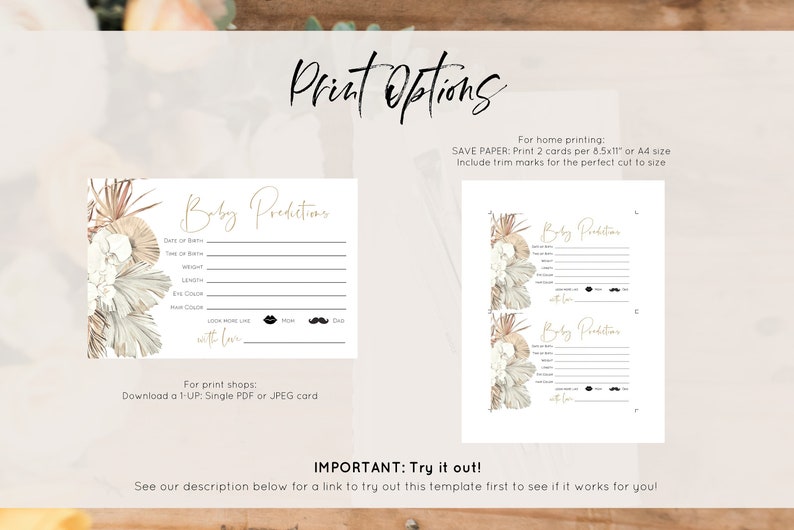 Boho Baby Shower Advice Card Printable Baby Predictions Card Etsy