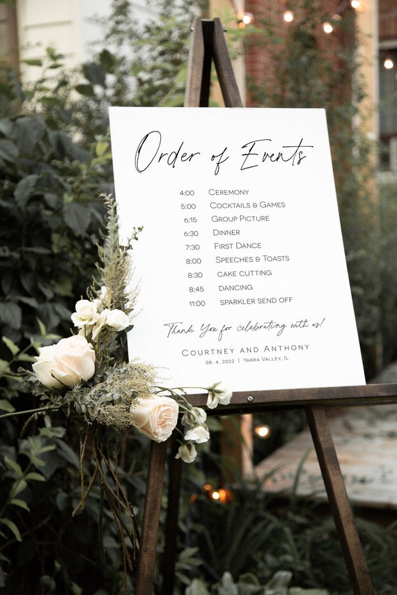 Wedding Order of Events Poster, Modern Wedding Poster Template, Order of Events Sign, Edit with TEMPLETT, WLP-PRI 2758