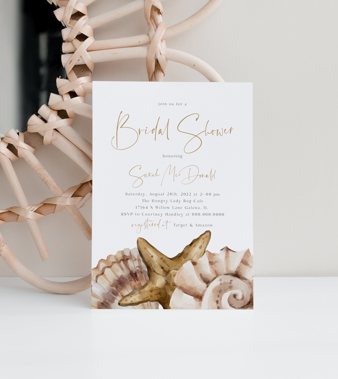 Seashell Bridal Shower Invitation Beach Bridal Invitation image 2