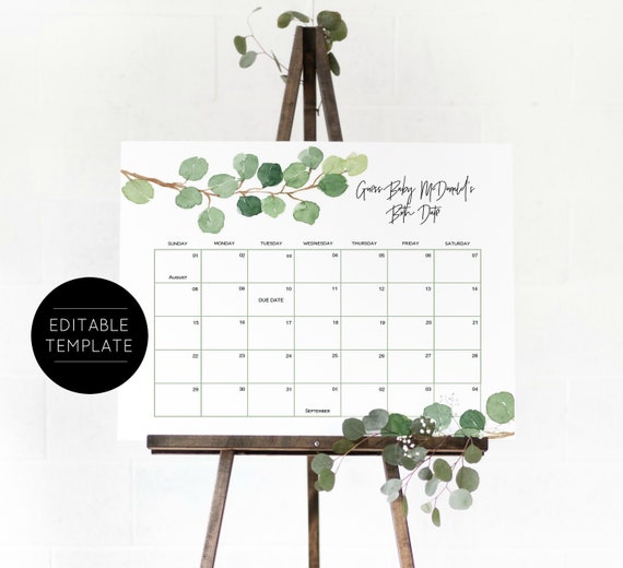 Baby Due Date Calendar Game Baby Shower Game Guess Etsy Baby Due Date Calendar Game Baby Shower Game Guess Etsy