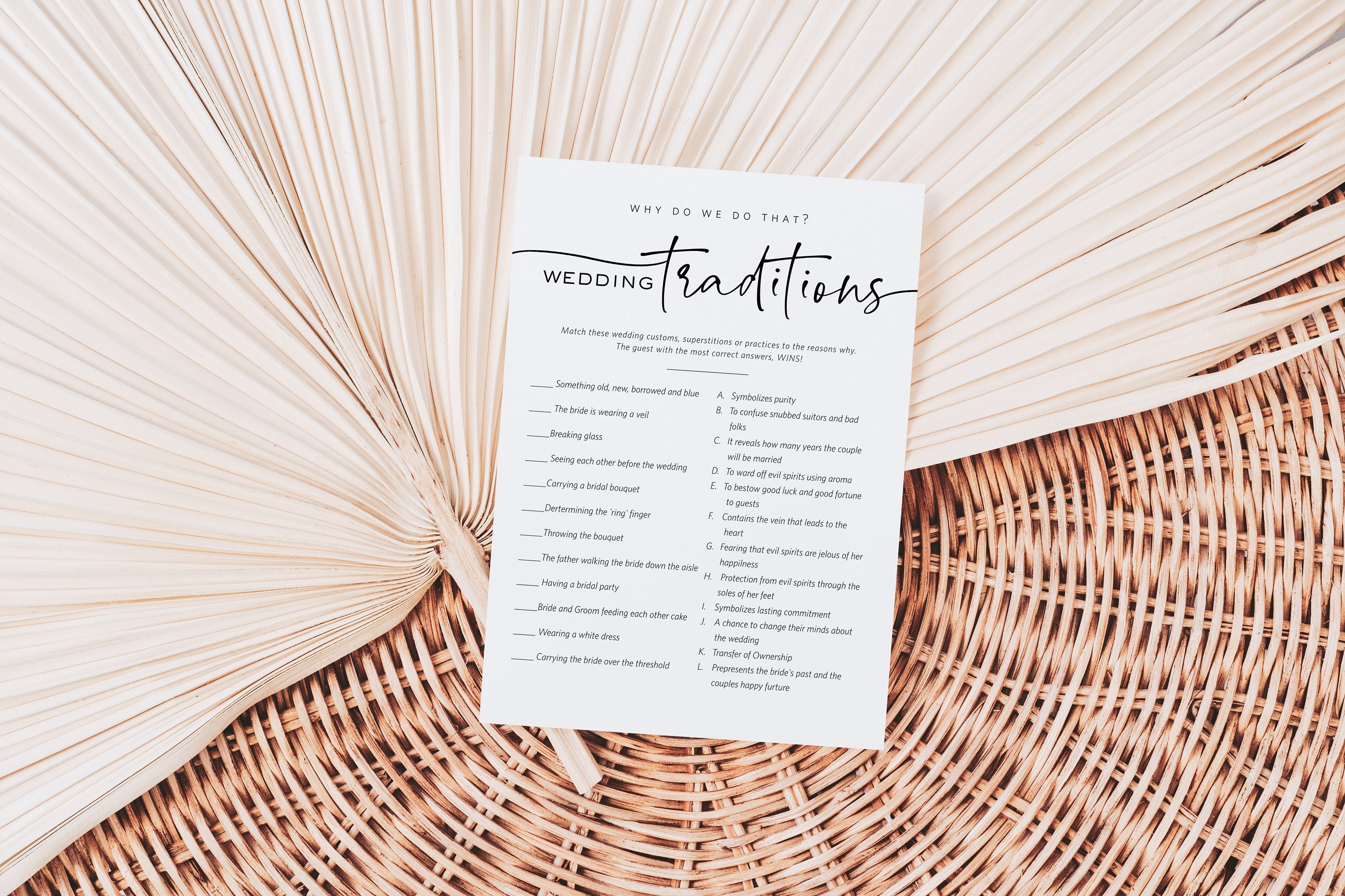 Modern Bridal Traditions Game Card