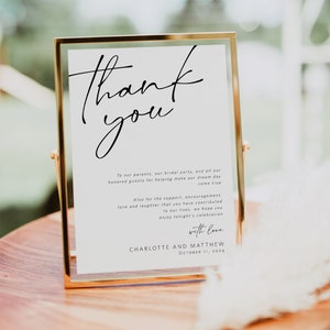 Wedding Thank You Note, Printable Thank You Card Template, Modern Thank You Sign, Instant Download, Edit with TEMPLETT, WLP-SAL 4742