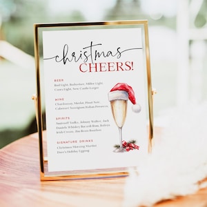 Christmas Bar Menu, Christmas Cheers Bar Sign, Editable Holiday Bar Menu Sign, Edit with TEMPLETT, WLP-PAL 8082
