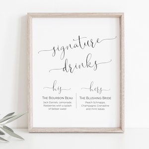Signature Drinks Printable Sign, Editable Signature Drinks Template, 8x10, Instant Download, Edit with TEMPLETT, WLP-FAA 2256