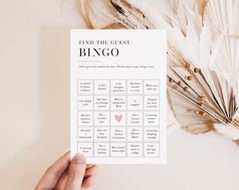 Find the Guest Bingo, Minimalist Shower Game Card, Get to Know You Game, Edit with TEMPLETT, WLP-SLI 7375