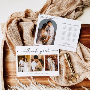 Photo Thank You Card, Minimalist Wedding Thank You Card, Calligraphy Thank you Card, Editable Template, with TEMPLETT, WLP-LIN 7322