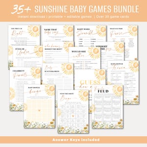 Sunshine Baby Shower Game Bundle, Baby Shower Games, Sun Baby Games Bundle, Customize Baby Shower Games, TEMPLETT, WLP-SWI 8408