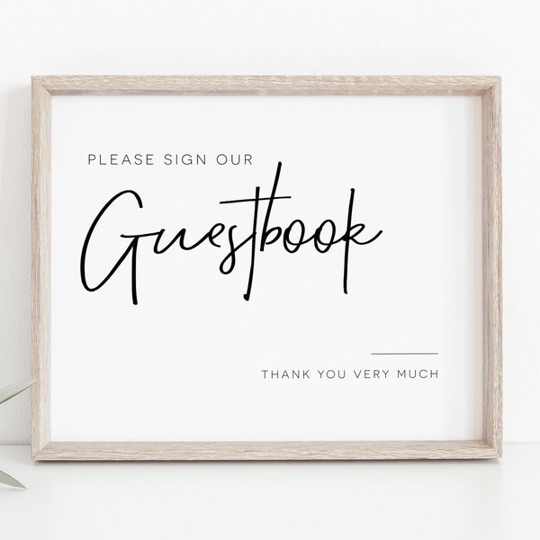 Modern Guestbook Sign, Please Sign our Guestbook Printable, Wedding Guestbook Sign, TEMPLETT, Printable Guestbook Sign, WLP-PEN 4455