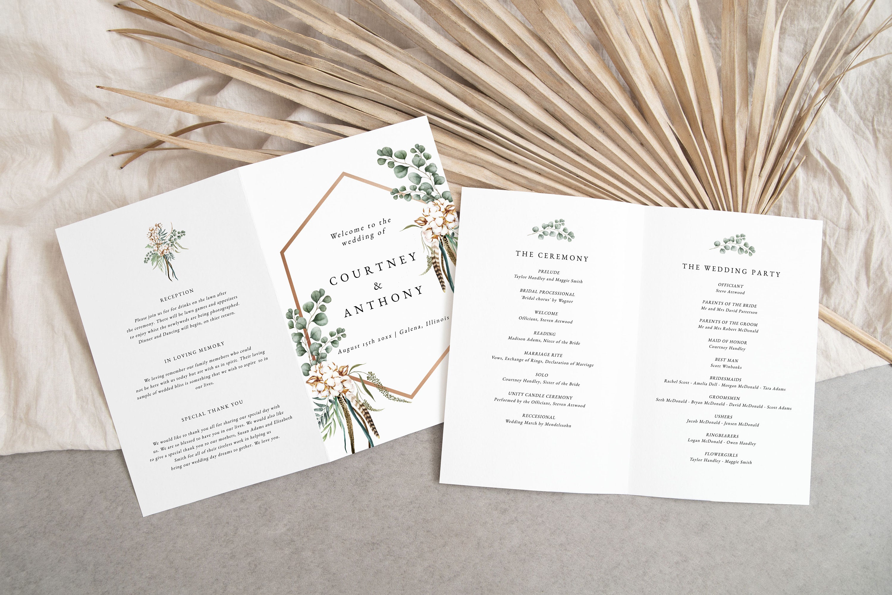 Bohemian Wedding Program Template Wedding Program Printable - Etsy