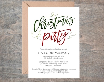 Christmas Party Invitation, Printable Invitation Template, Instant Download Editable PDF WLP496