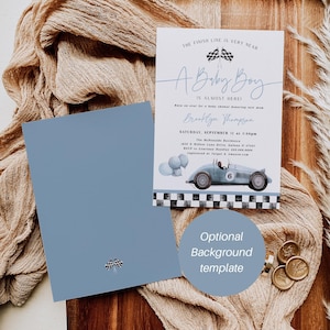 Racing Baby Shower Invitation, Race Car Theme Shower Baby Invitation Template, Car Race Editable Invitation, Edit Templett, WLP-RAC 8346