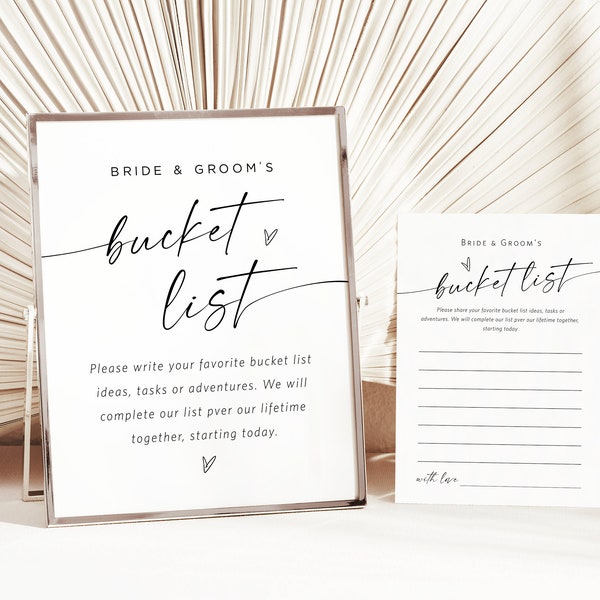 Bucket List Sign, Wedding Bucket List, Couples Bucket List Writing Card, Editable Wedding Templates, Edit with TEMPLETT, WLP-LIN 7156