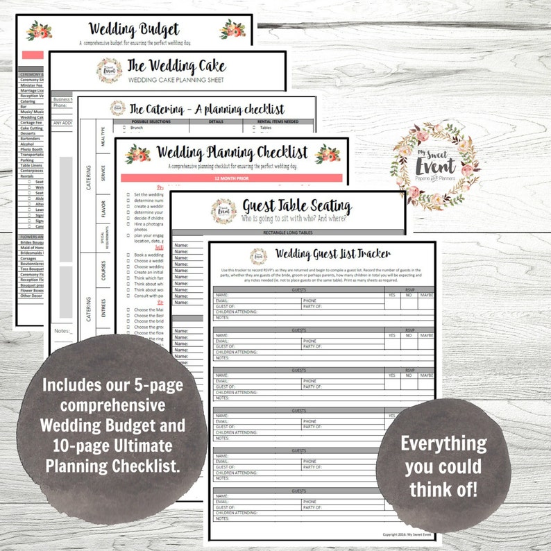 Wedding Planner, Printable Wedding Planner, Wedding Binder, DIY planning organizer, 8.5x11 Instant Download PDF image 3