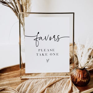 Favors Sign, Modern Favor Sign Template, Wedding Favors Sign, Edit with TEMPLETT, Wedding Sign, 8x10, Favours Sign, WLP-PAL 4889 image 1