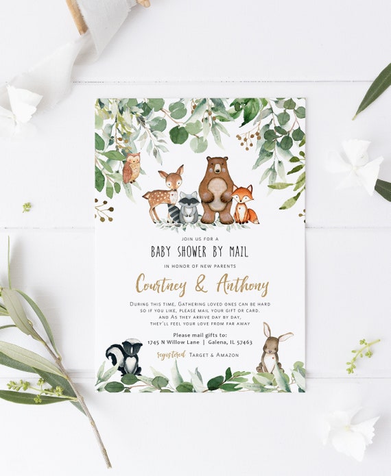Etsy woodland baby 2025 shower invitations