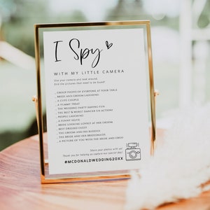 I Spy Wedding Game, Minimalist, Reception Game, Wedding Photo Hunt Game, Wedding Shower Fun Games, Edit with TEMPLETT, WLP-SIL 5695