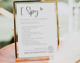 I Spy Wedding Game, Minimalist, Reception Game, Wedding Photo Hunt Game, Wedding Shower Fun Games, Edit with TEMPLETT, WLP-SIL 5695