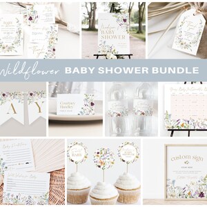 Wildflower Baby Shower Invitation Bundle, Printable Baby Shower Invitation and Games, Baby Shower Decorations Set, TEMPLETT, WLP-PRW 5285