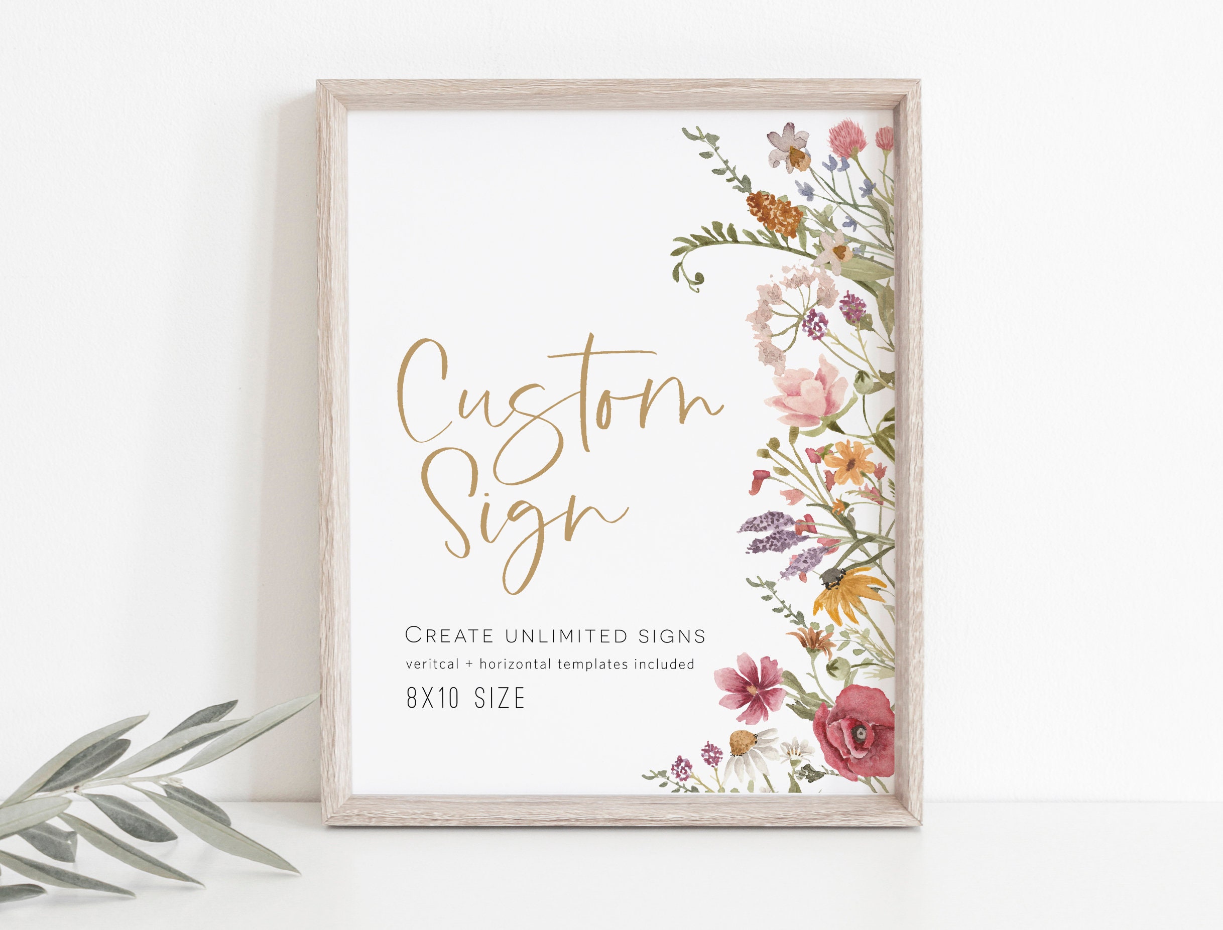 Wildflower Custom Sign portrait and Landscape Floral - Etsy