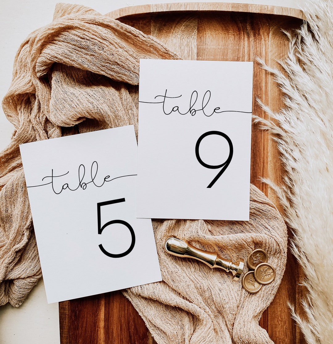 Script Wedding Table Numbers Printable, Table Numbers Template ...