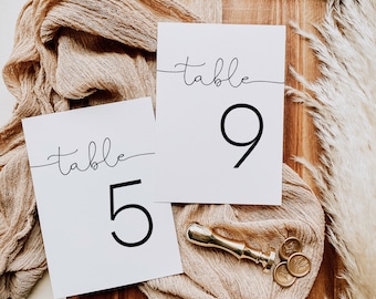 Script Wedding Table Numbers Printable, Table Numbers Template, Calligraphy Table Numbers, 5x7, 4x6, Minimalist, TEMPLETT, WLP-ODA 4083