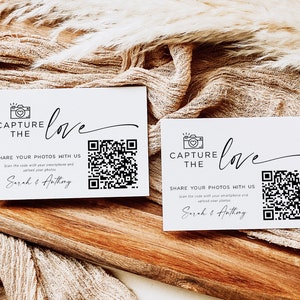Capture the Love Wedding QR Code Card, Wedding Photo card, qr code wedding card, Instant Download, Edit with Templett, WLP-LIN 7125